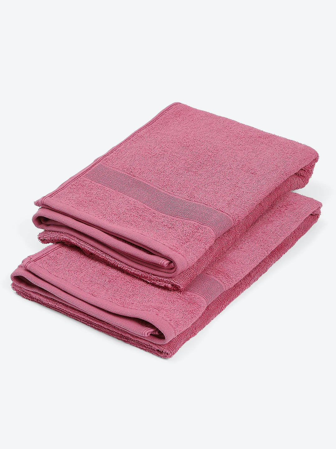 Peach Cotton Solid 380 GSM Bath Towel 2Pc Set (Albella) - Image 2