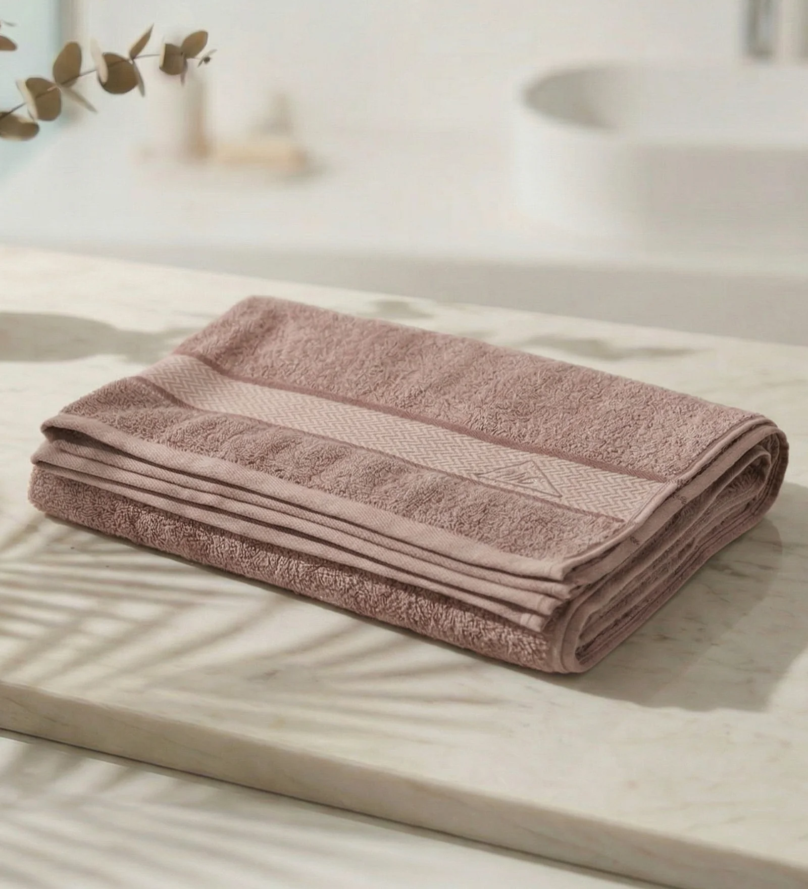 Peach Pure Cotton Solid 450 GSM Bath Towel 1 Piece (Oasis Collection) - Image 2