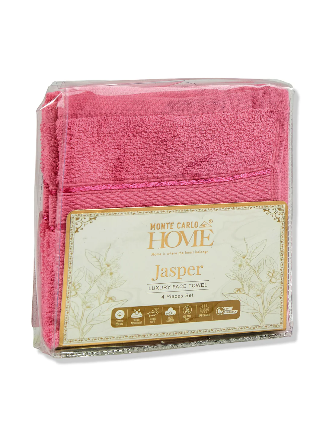 Pink Pure Cotton Solid 400 GSM Face Towel 4 Pc Set (Jasper Collection) - Image 8
