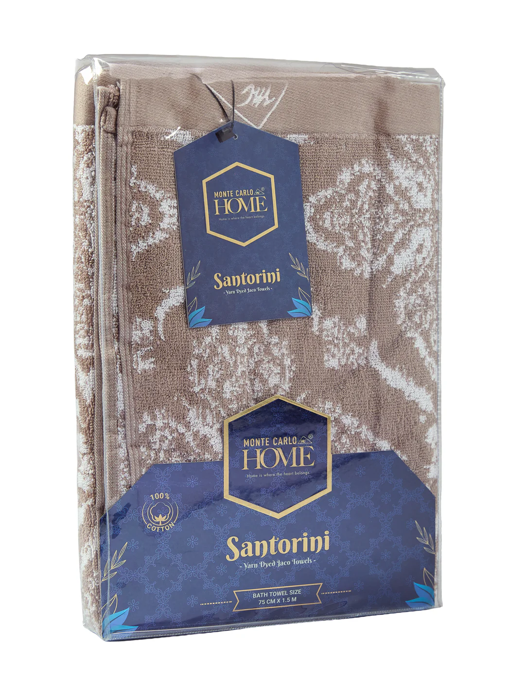 Premium Beige 100% Cotton Self Design 525 GSM Bath Towel Santorini 1 Pc Pvc Pack - Image 9