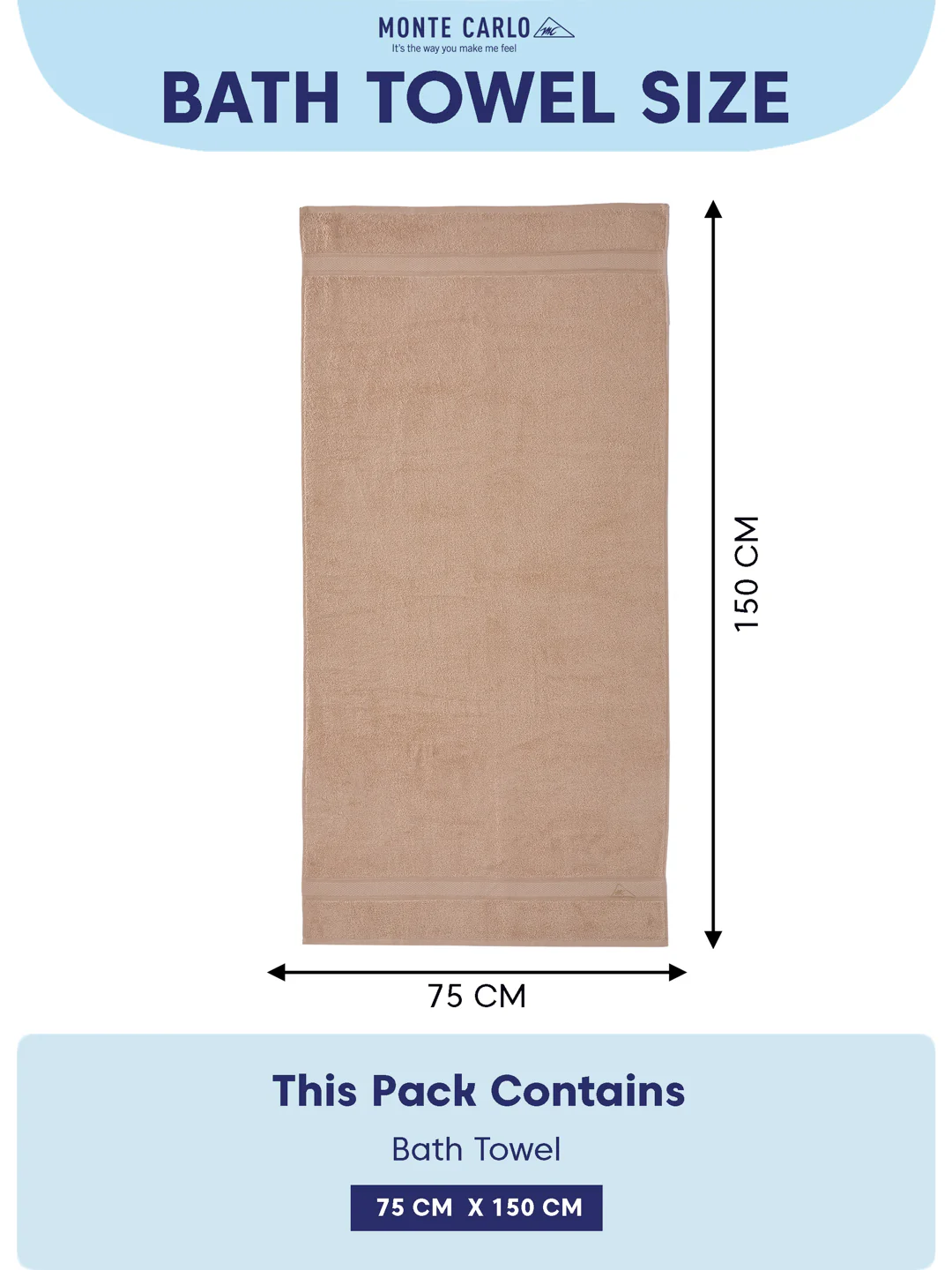 Premium Beige 100% Cotton Solid 525 GSM Bath Towel Iris 1 Pc Pvc Pack - Image 8
