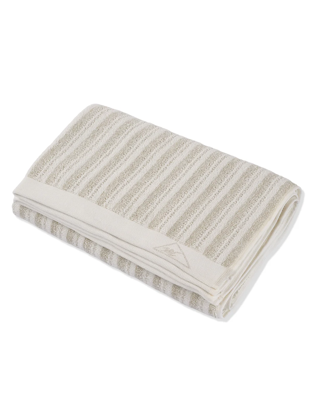 Premium Beige & White Pure Cotton Self Design 500 GSM Bath Towel 1 Piece (Green Weave Collection) - Image 4