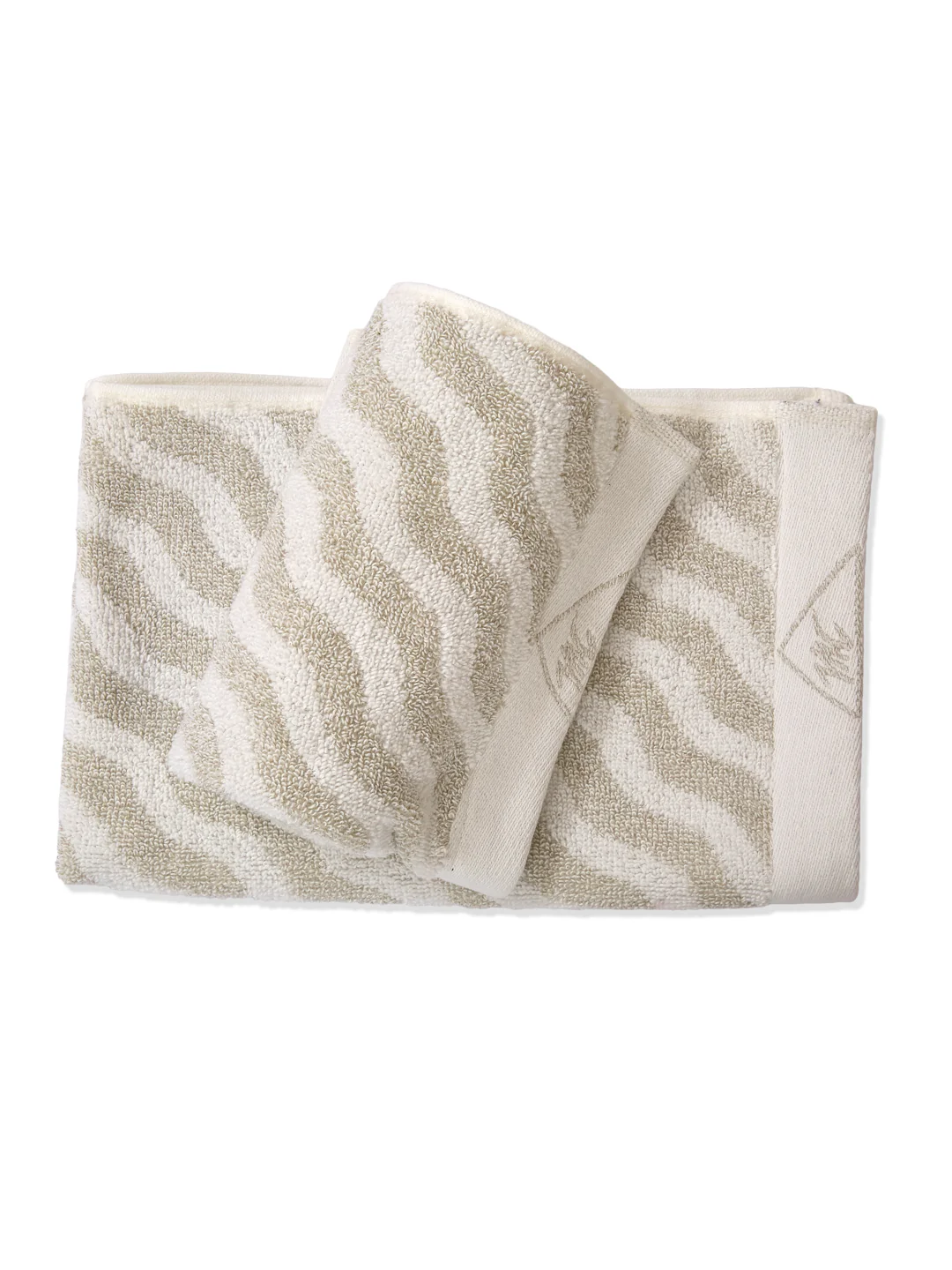 Premium Beige & White Pure Cotton Self Design 500 GSM Hand Towel 2 Pc Set (Green Weave Collection) - Image 5