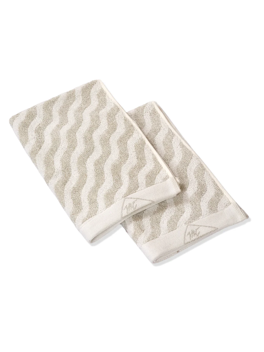 Premium Beige & White Pure Cotton Self Design 500 GSM Hand Towel 2 Pc Set (Green Weave Collection) - Image 7