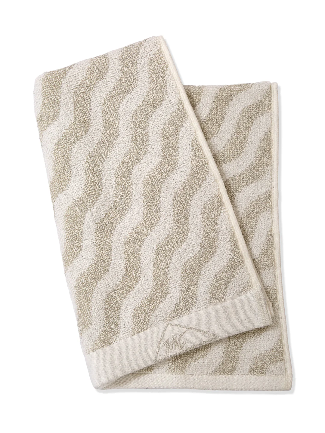 Premium Beige & White Pure Cotton Self Design 500 GSM Hand Towel 2 Pc Set (Green Weave Collection) - Image 8