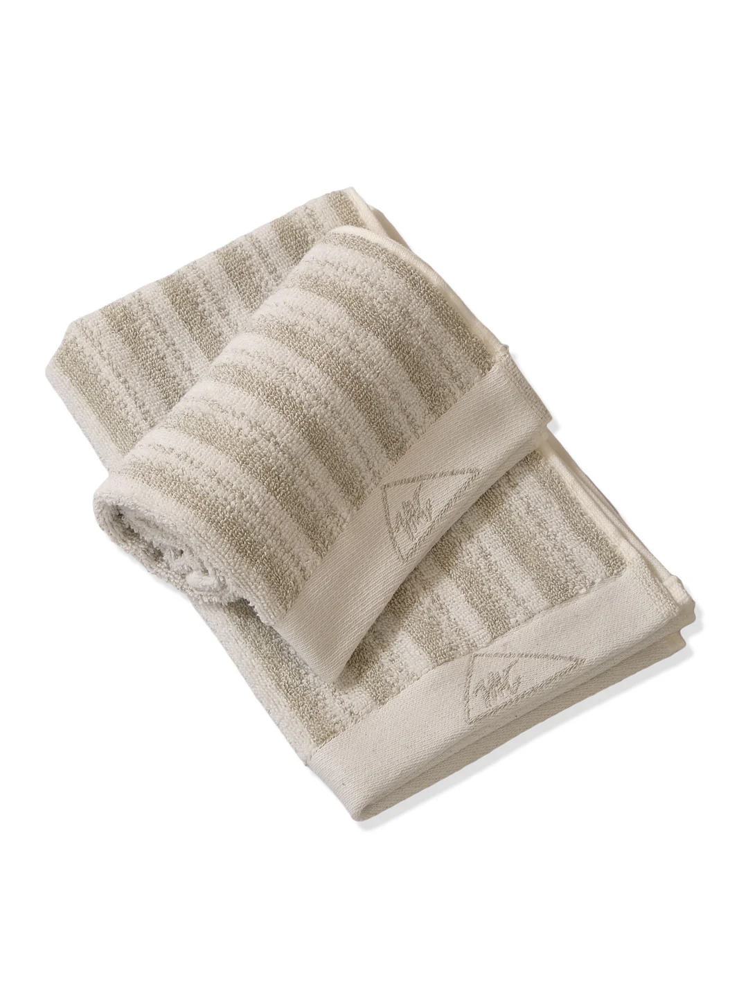 Premium Beige & White Pure Cotton Self Design 500 GSM Hand Towel 2 Pc Set (Green Weave Collection) - Image 4