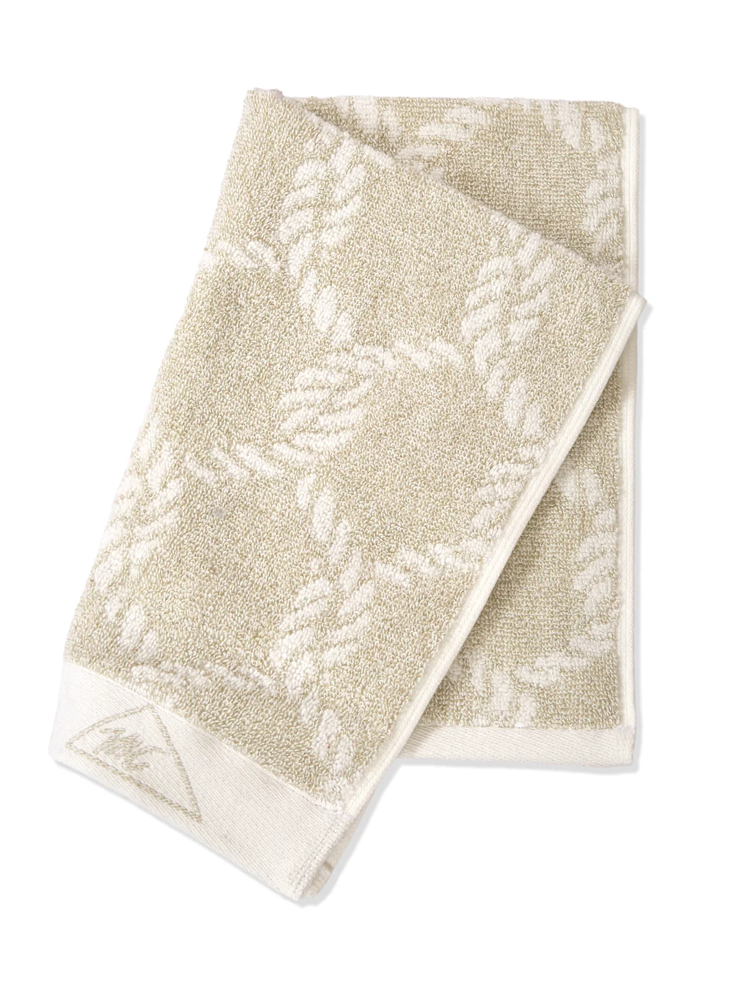 Premium Beige & White Pure Cotton Self Design 500 GSM Hand Towel 2 Pc Set (Green Weave Collection) - Image 6