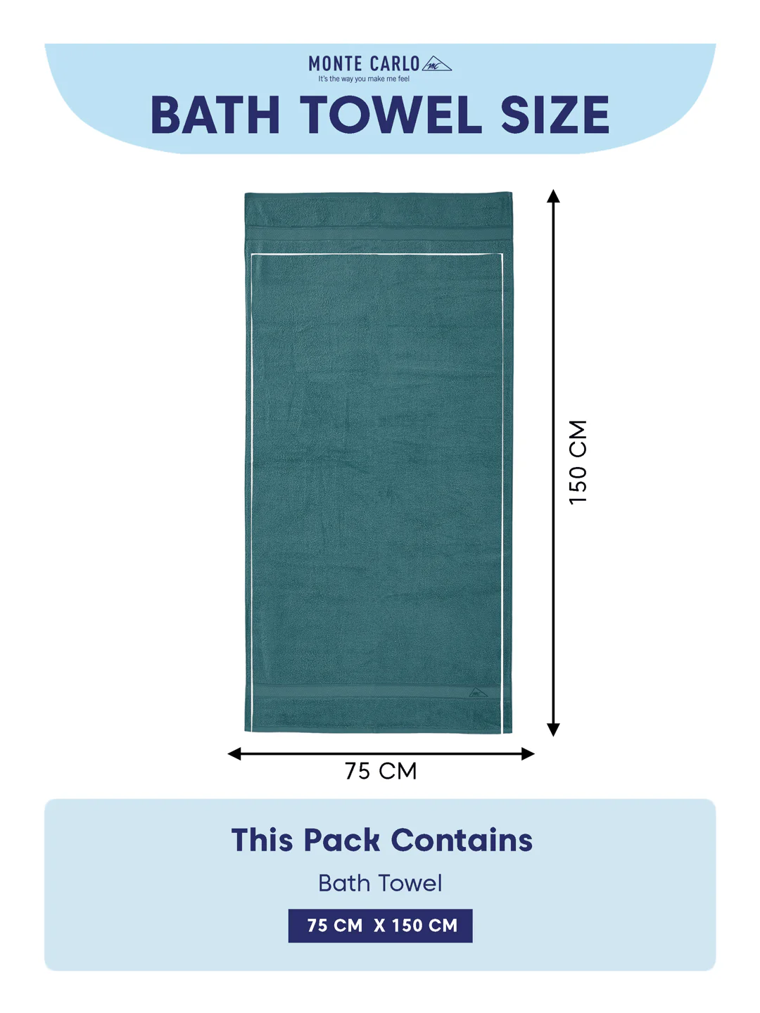 Premium Bristol Blue 100% Cotton Solid 525 GSM Bath Towel Iris 1 Pc Pvc Pack - Image 8