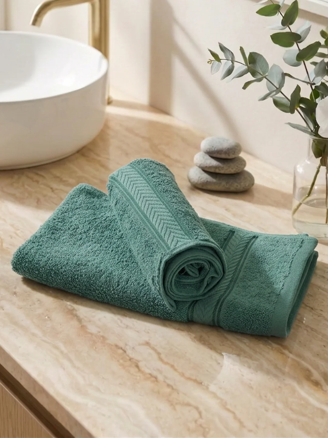 Premium Bristol Blue 100% Cotton Solid 525 GSM Hand Towel Amber 2 Pc Set Pvc Pack - Image 2