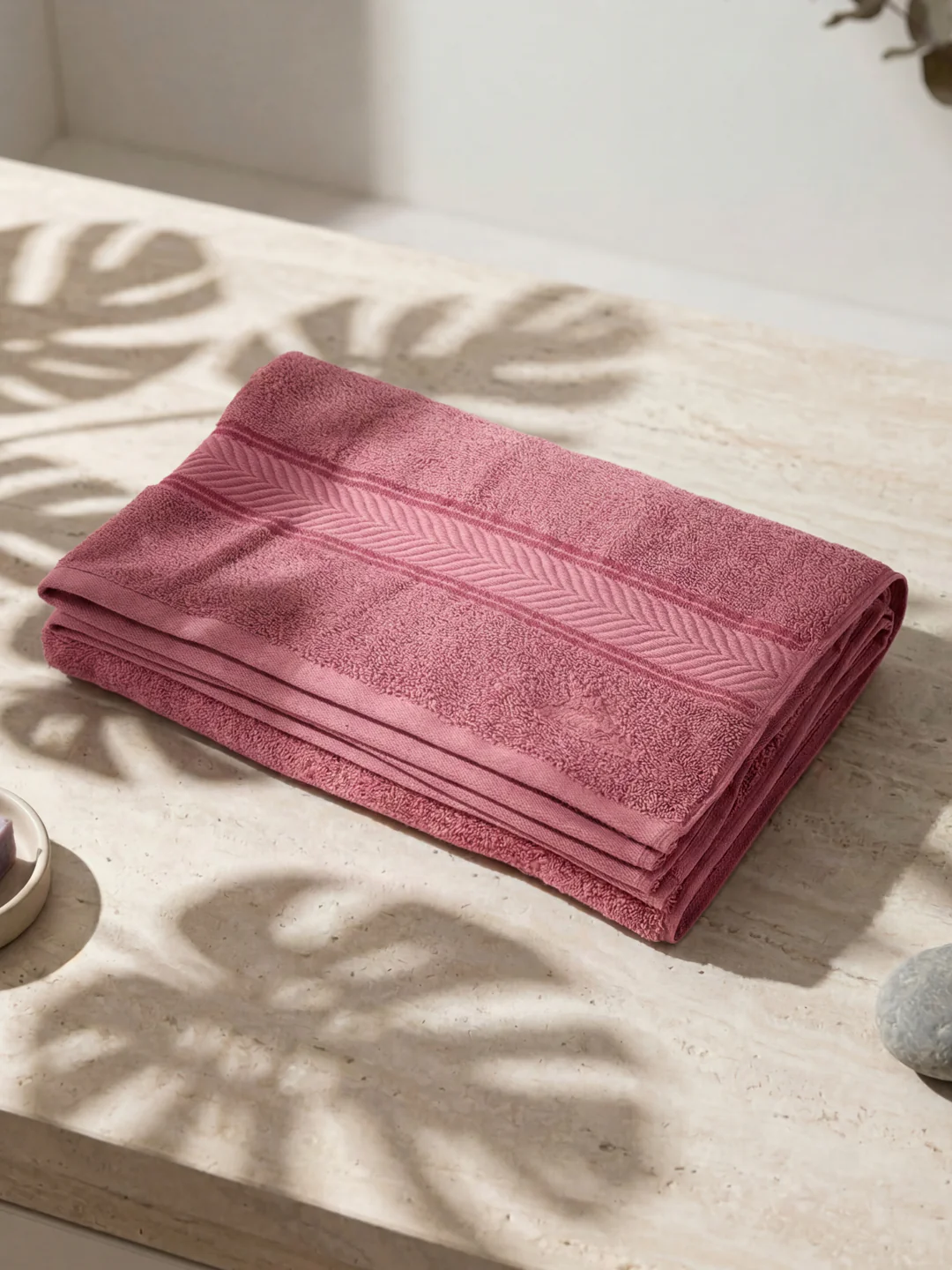 Premium Dusty Rose 100% Cotton Solid 525 GSM Bath Towel Amber 1 Pc Pvc Pack
