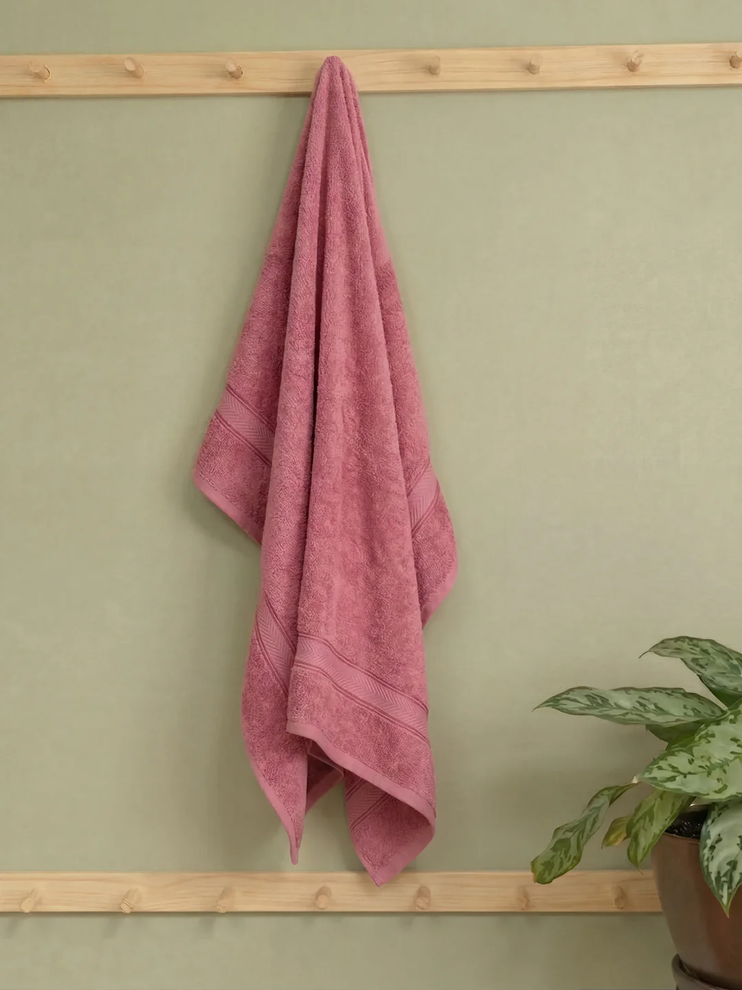 Premium Dusty Rose 100% Cotton Solid 525 GSM Bath Towel Amber 1 Pc Pvc Pack - Image 2