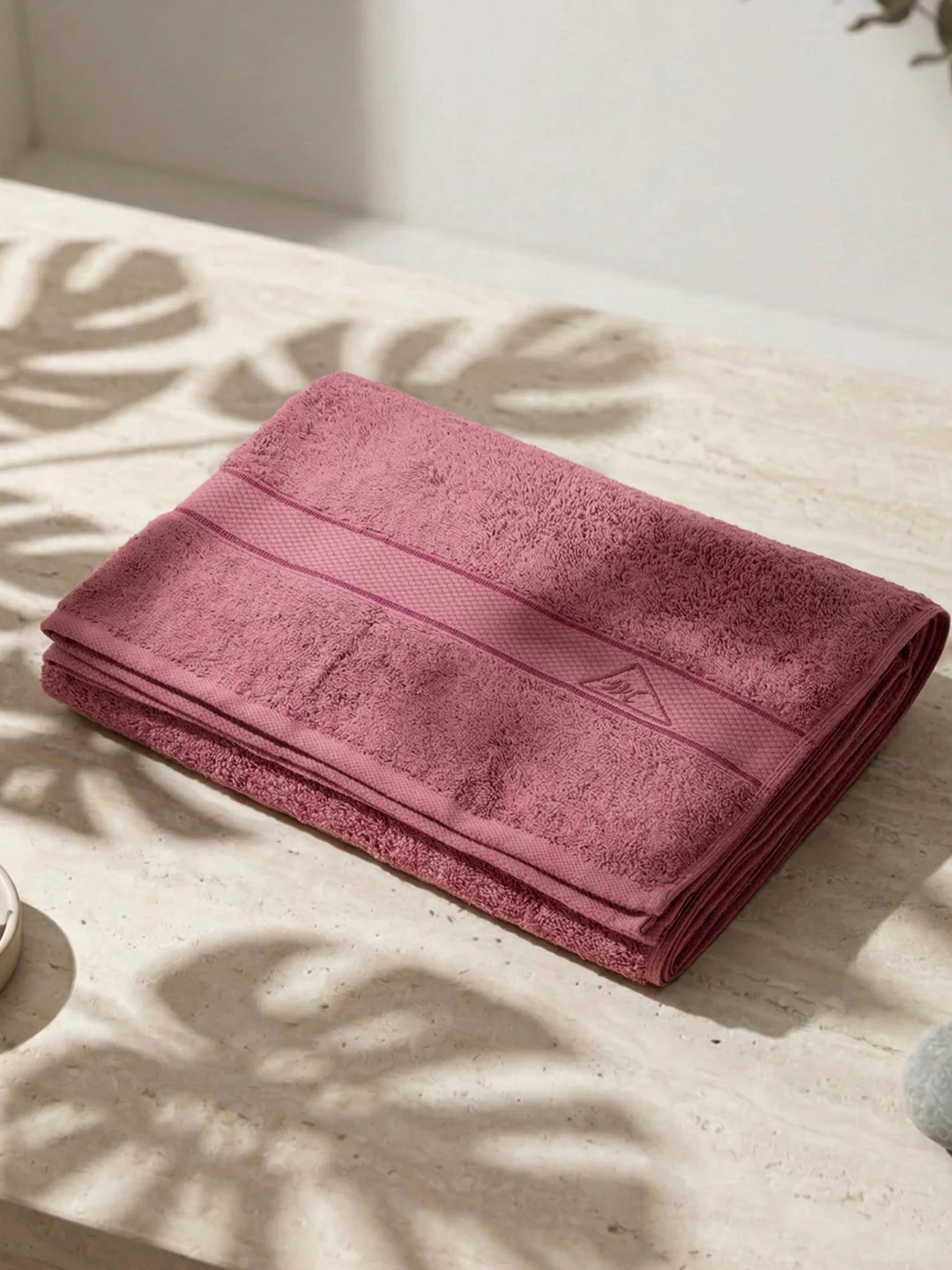 Premium Dusty Rose 100% Cotton Solid 525 GSM Bath Towel Iris 1 Pc Pvc Pack - Image 2