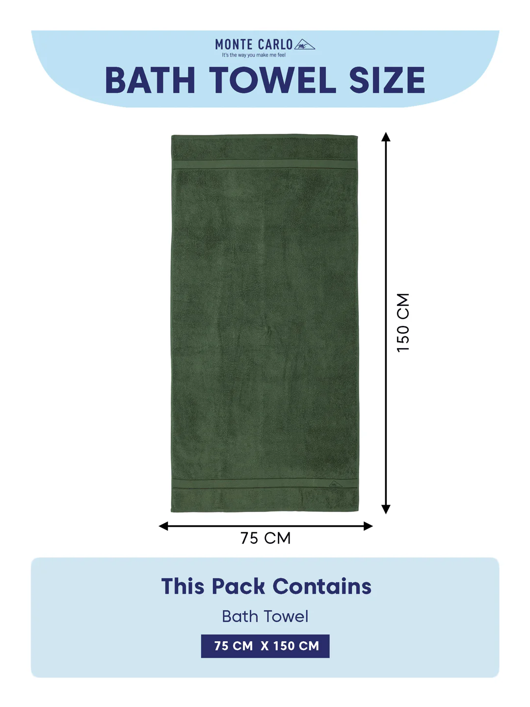 Premium Green 100% Cotton Solid 525 GSM Bath Towel Iris 1 Pc Pvc Pack - Image 8