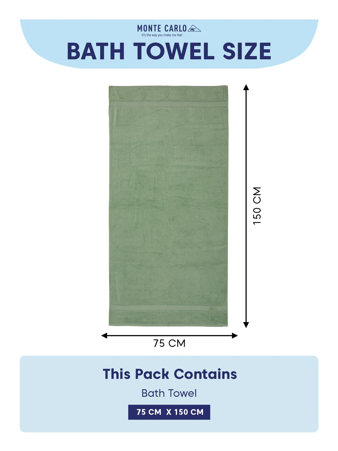 Premium Green 100% Cotton Solid 525 GSM Bath Towel Iris 1 Pc Pvc Pack - Image 8
