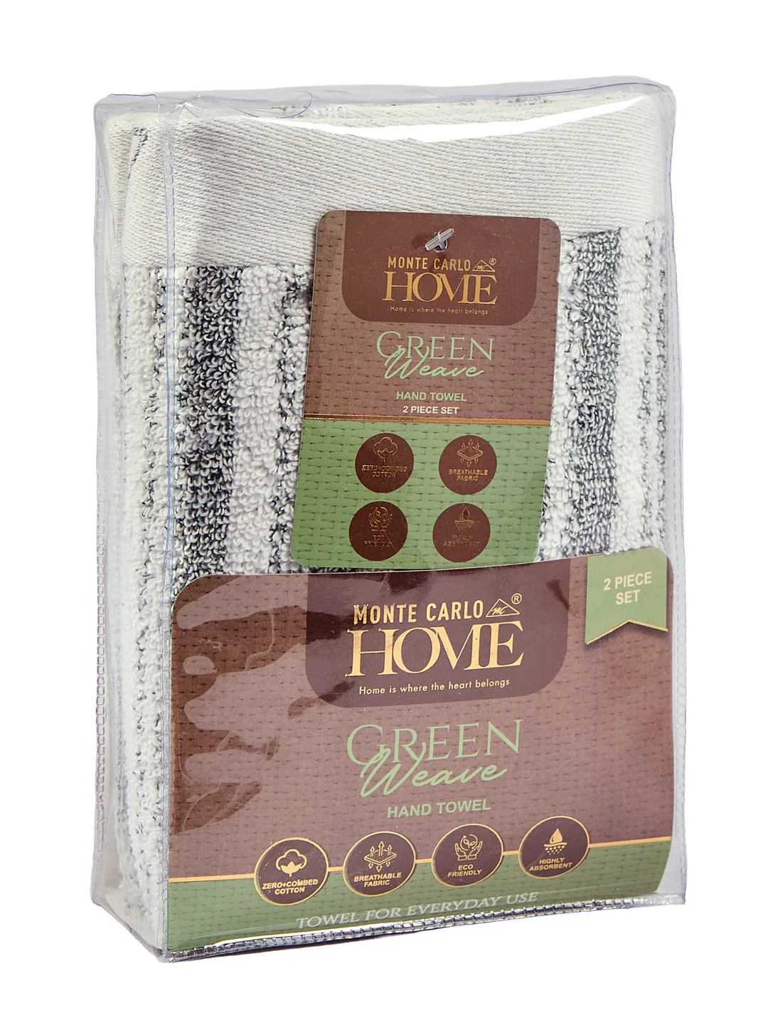 Premium Green & White Pure Cotton Self Design 500 GSM Hand Towel 2 Pc Set (Green Weave Collection) - Image 12