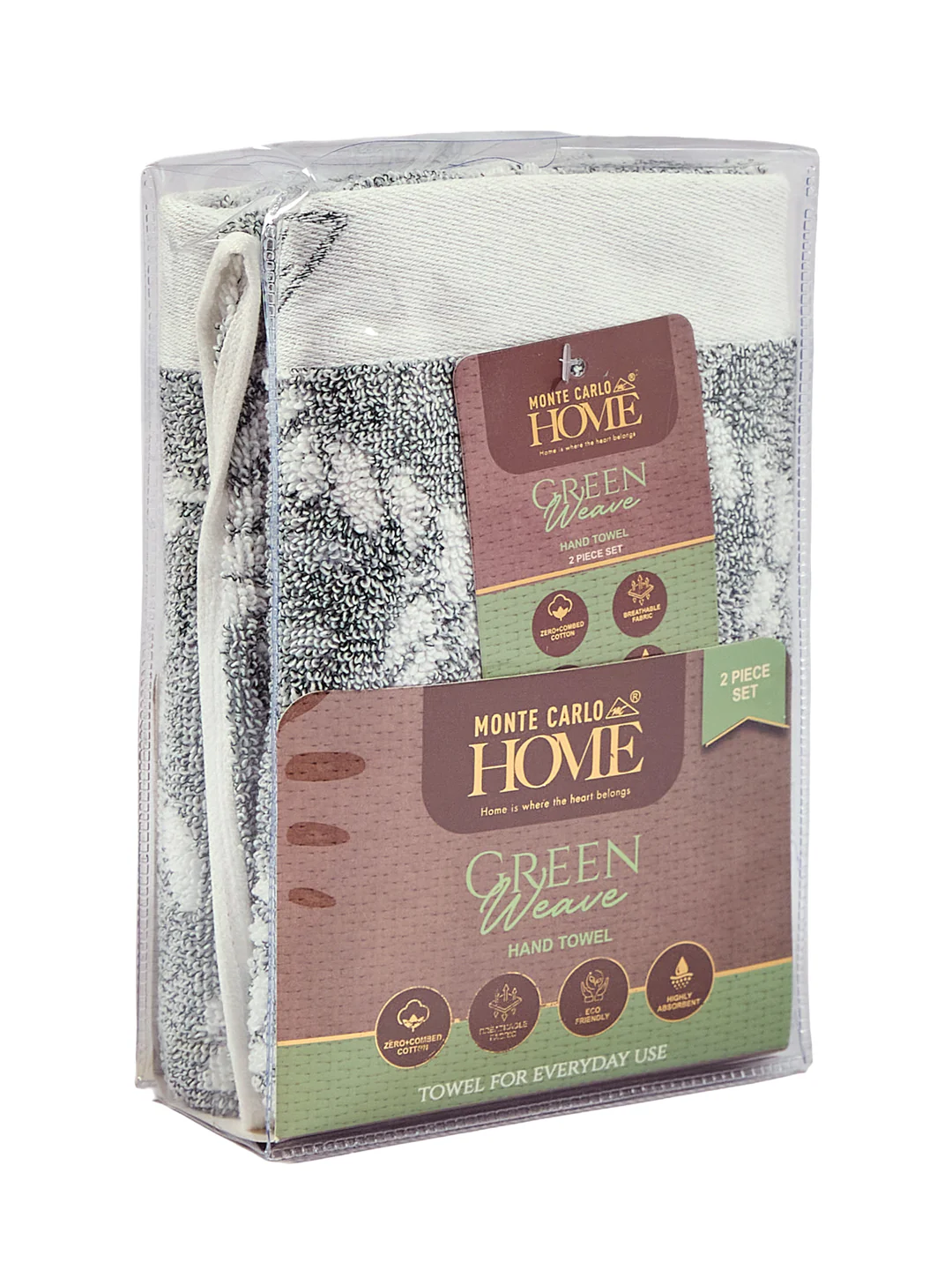 Premium Green & White Pure Cotton Self Design 500 GSM Hand Towel 2 Pc Set (Green Weave Collection) - Image 10