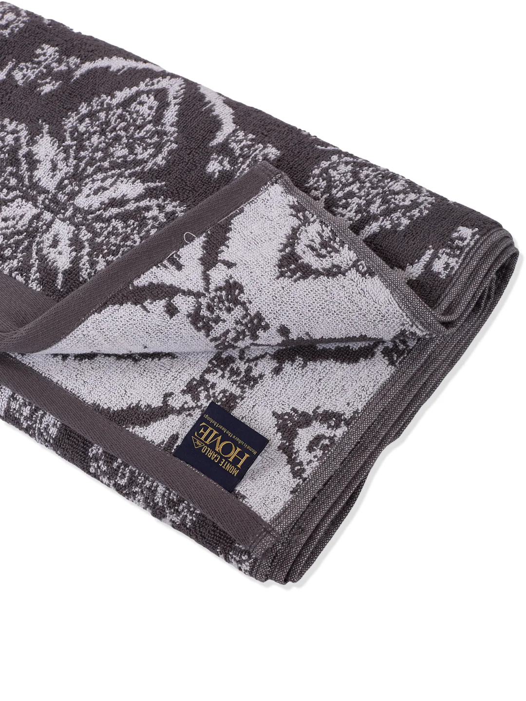 Premium Grey 100% Cotton Self Design 525 GSM Bath Towel Santorini 1 Pc Pvc Pack - Image 5