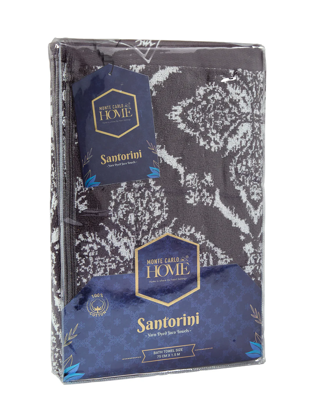 Premium Grey 100% Cotton Self Design 525 GSM Bath Towel Santorini 1 Pc Pvc Pack - Image 9