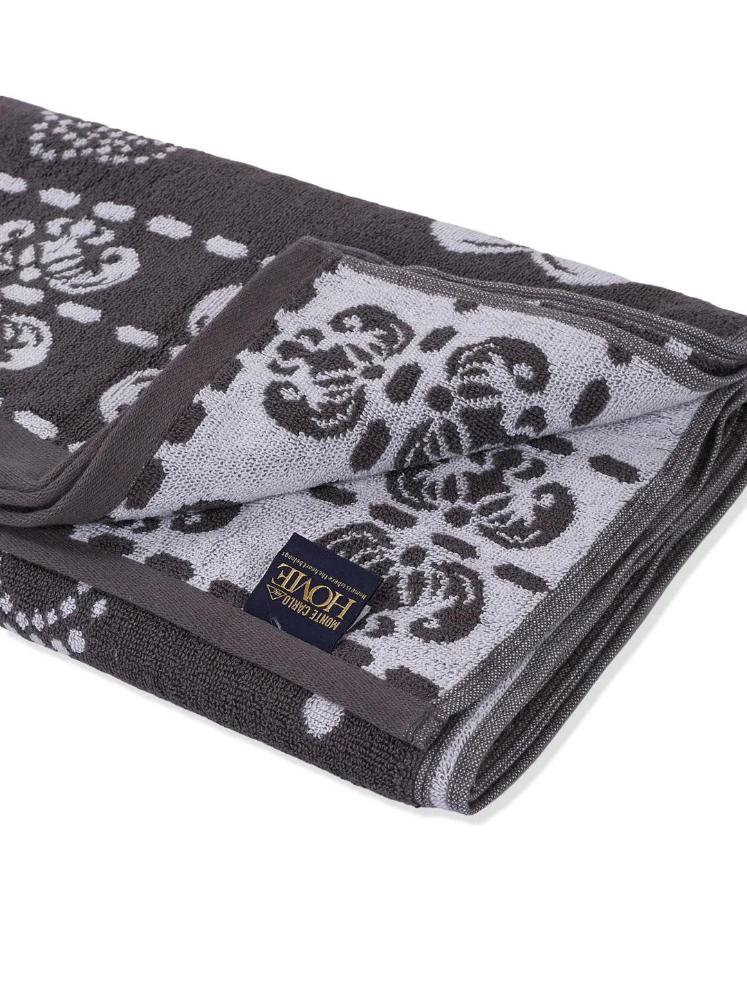 Premium Grey 100% Cotton Self Design 525 GSM Bath Towel Santorini 1 Pc Pvc Pack - Image 5