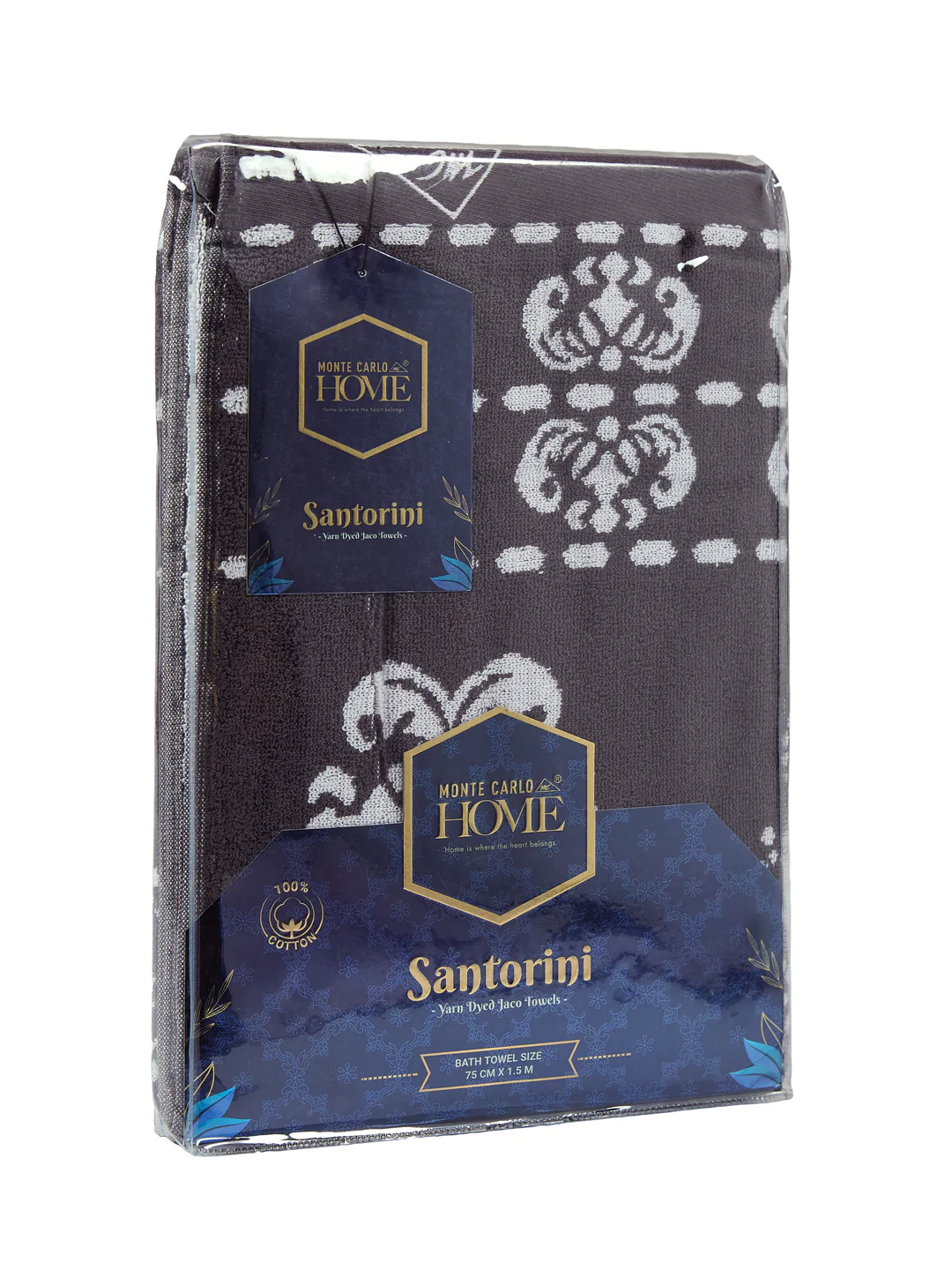 Premium Grey 100% Cotton Self Design 525 GSM Bath Towel Santorini 1 Pc Pvc Pack - Image 9