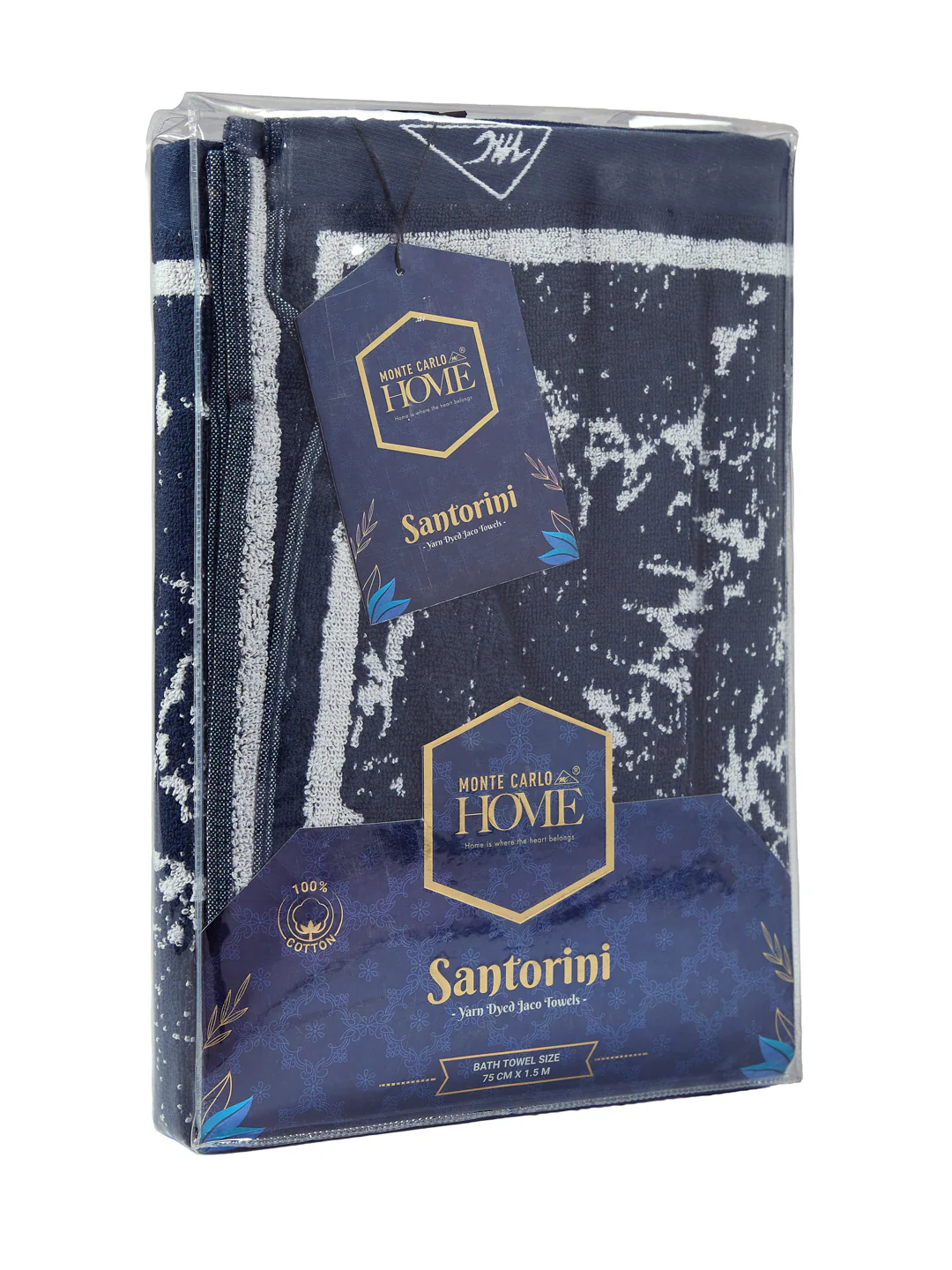 Premium Indigo Blue 100% Cotton Self Design 525 GSM Bath Towel Santorini 1 Pc Pvc Pack - Image 9