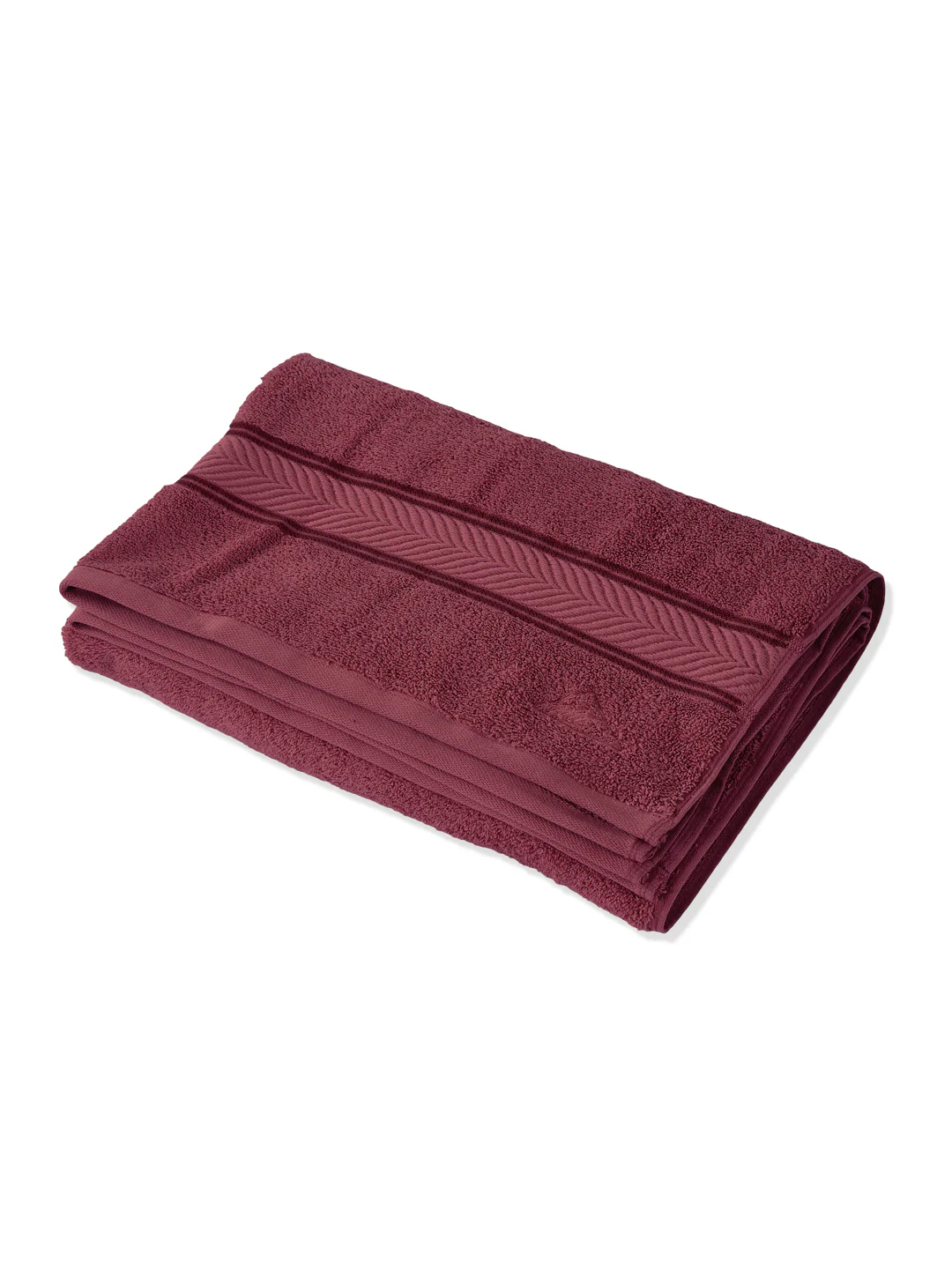 Premium Maroon 100% Cotton Solid 525 GSM Bath Towel Amber 1 Pc Pvc Pack - Image 4
