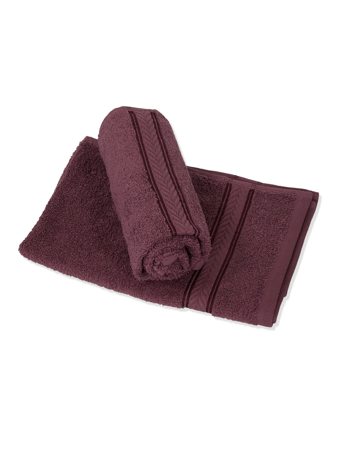 Premium Maroon 100% Cotton Solid 525 GSM Hand Towel Amber 2 Pc Set Pvc Pack - Image 5