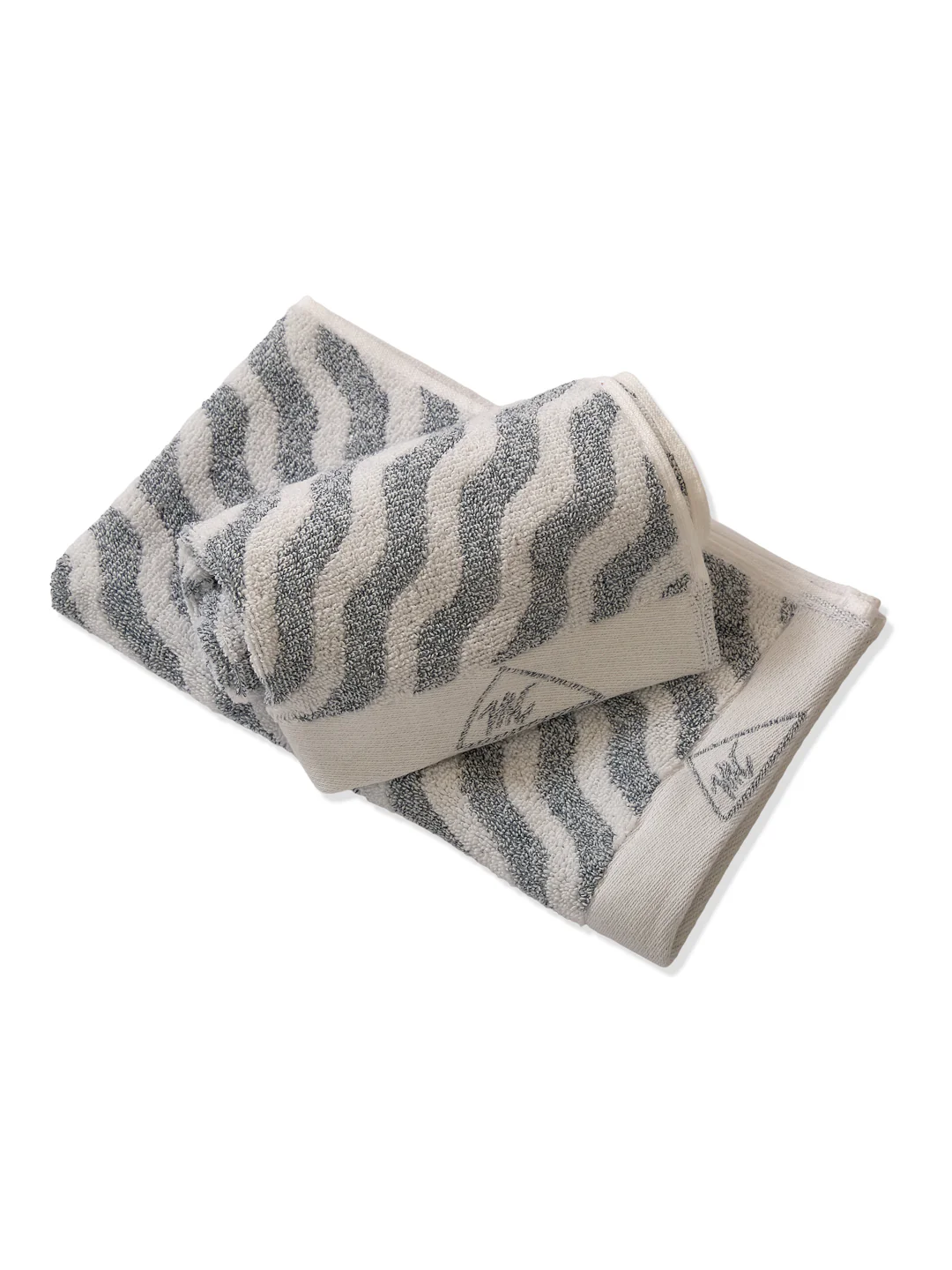 Premium Navy Blue & White Pure Cotton Self Design 500 GSM Hand Towel 2 Pc Set (Green Weave Collection) - Image 5