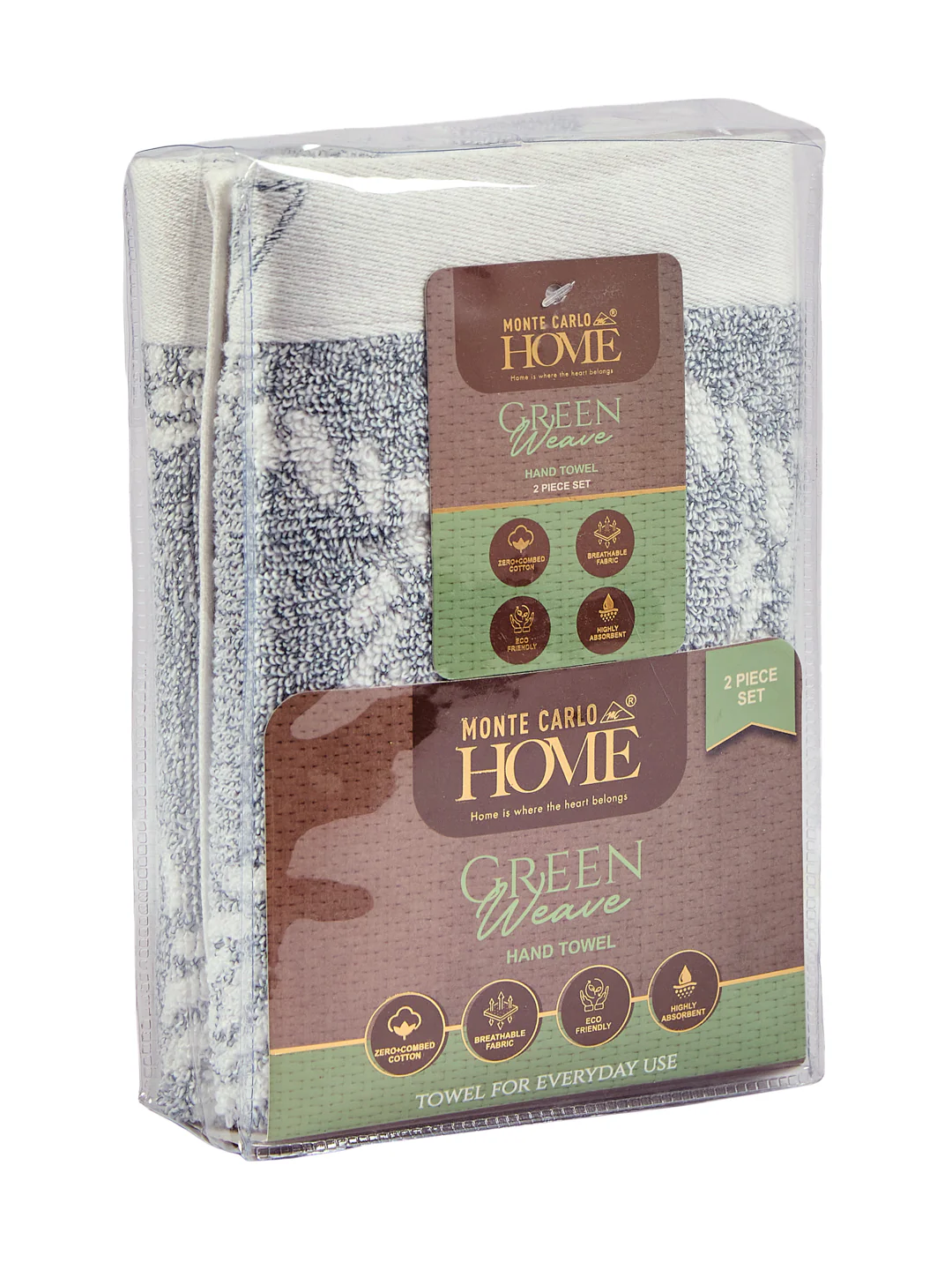 Premium Navy Blue & White Pure Cotton Self Design 500 GSM Hand Towel 2 Pc Set (Green Weave Collection) - Image 12