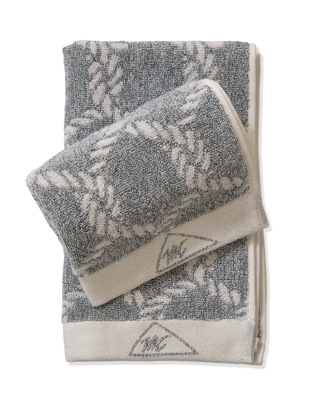 Premium Navy Blue & White Pure Cotton Self Design 500 GSM Hand Towel 2 Pc Set (Green Weave Collection) - Image 5