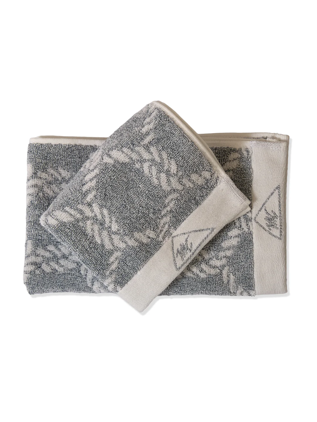 Premium Navy Blue & White Pure Cotton Self Design 500 GSM Hand Towel 2 Pc Set (Green Weave Collection) - Image 6