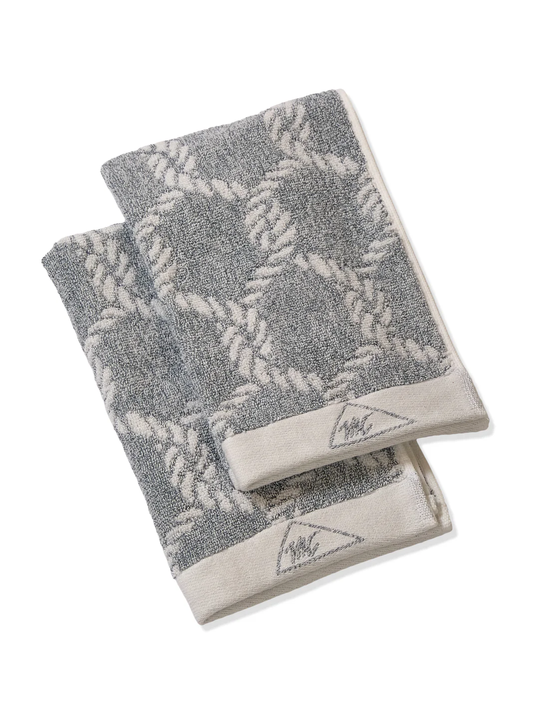 Premium Navy Blue & White Pure Cotton Self Design 500 GSM Hand Towel 2 Pc Set (Green Weave Collection) - Image 7