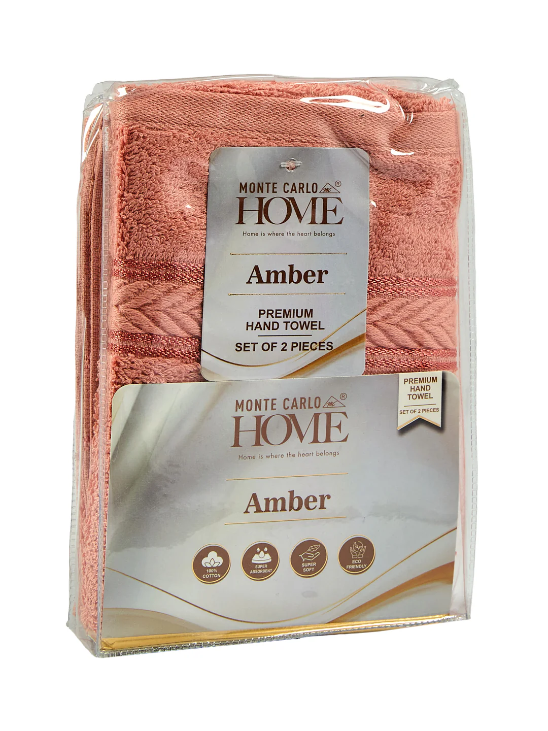 Premium Peach 100% Cotton Solid 525 GSM Hand Towel Amber 2 Pc Set Pvc Pack - Image 11