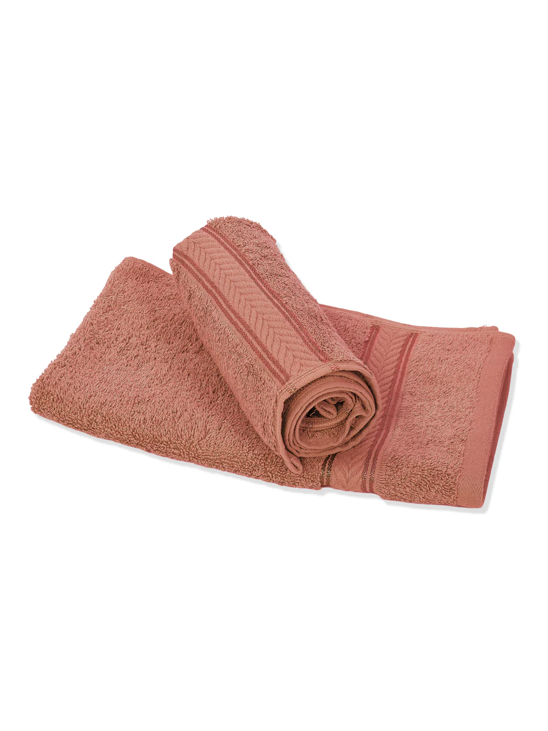 Premium Peach 100% Cotton Solid 525 GSM Hand Towel Amber 2 Pc Set Pvc Pack - Image 5
