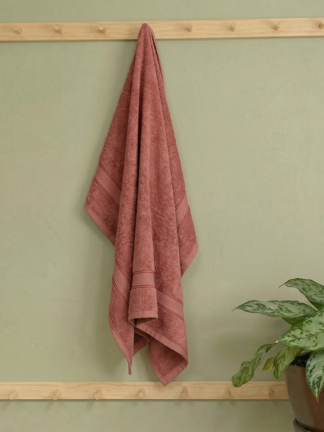 Premium Peach Pink 100% Cotton Solid 525 GSM Bath Towel Amber 1 Pc Pvc Pack - Image 2