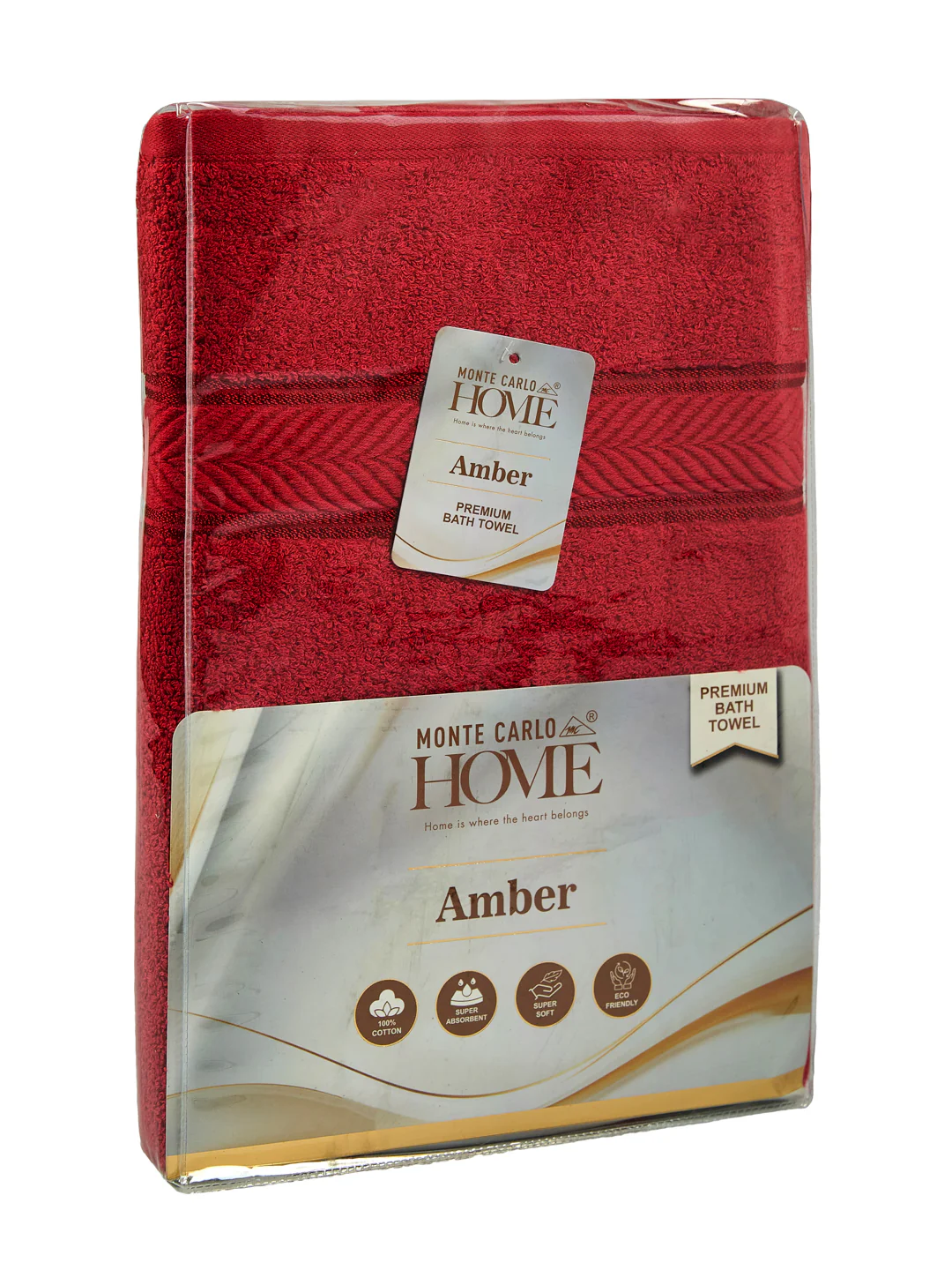 Premium Red 100% Cotton Solid 525 GSM Bath Towel Amber 1 Pc Pvc Pack - Image 9