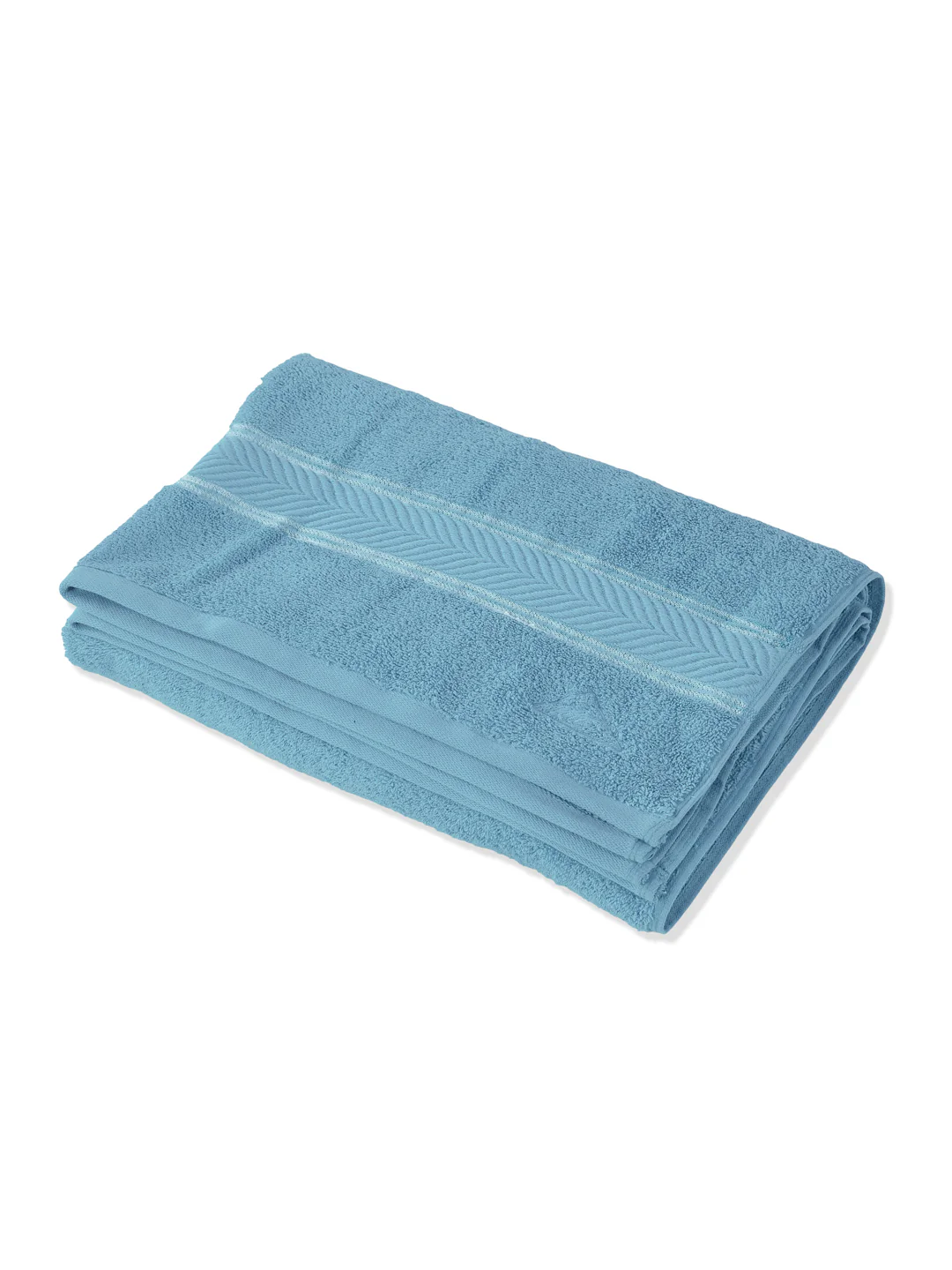 Premium Sky Blue 100% Cotton Solid 525 GSM Bath Towel Amber 1 Pc Pvc Pack - Image 4
