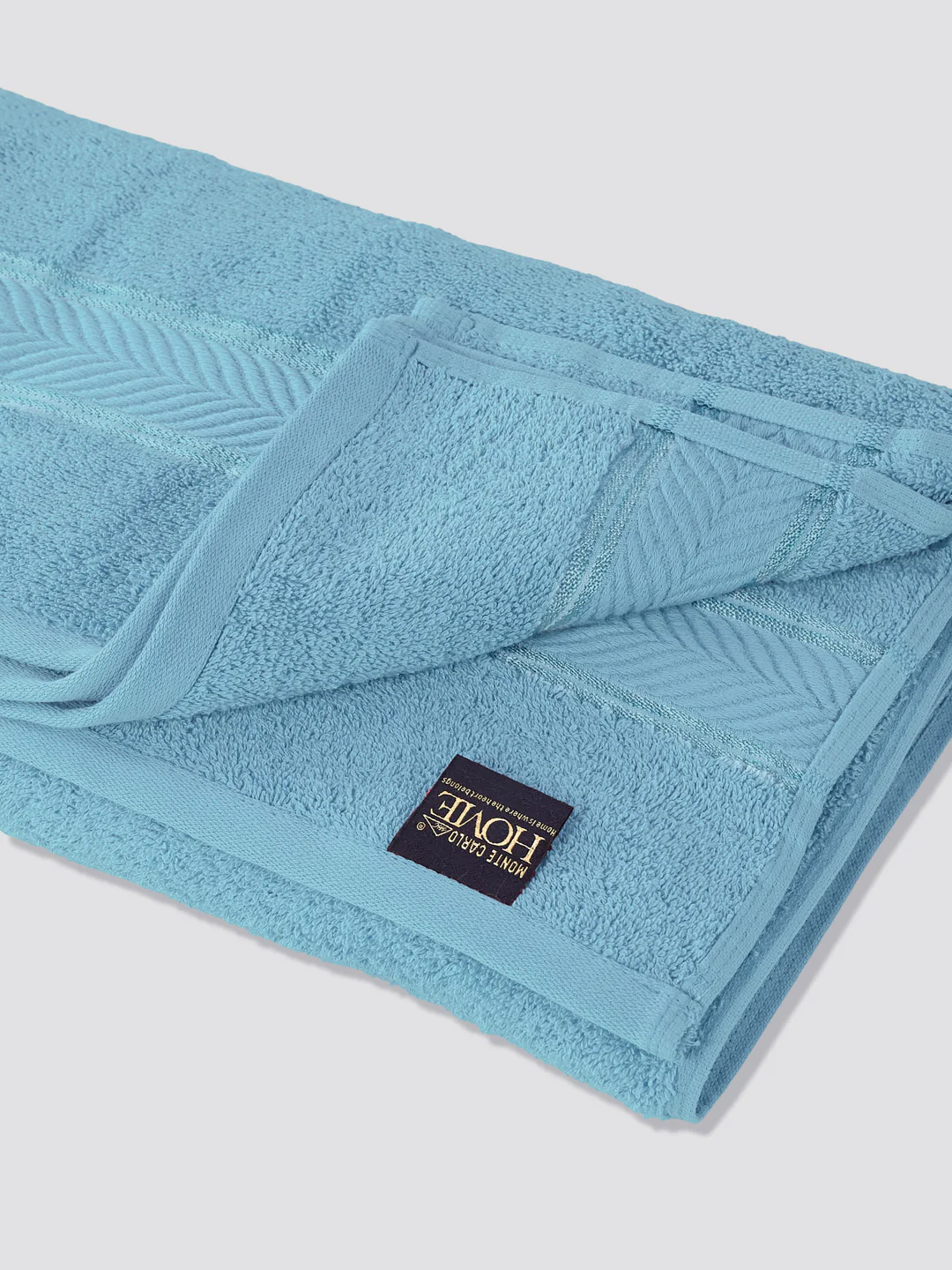 Premium Sky Blue 100% Cotton Solid 525 GSM Bath Towel Amber 1 Pc Pvc Pack - Image 5