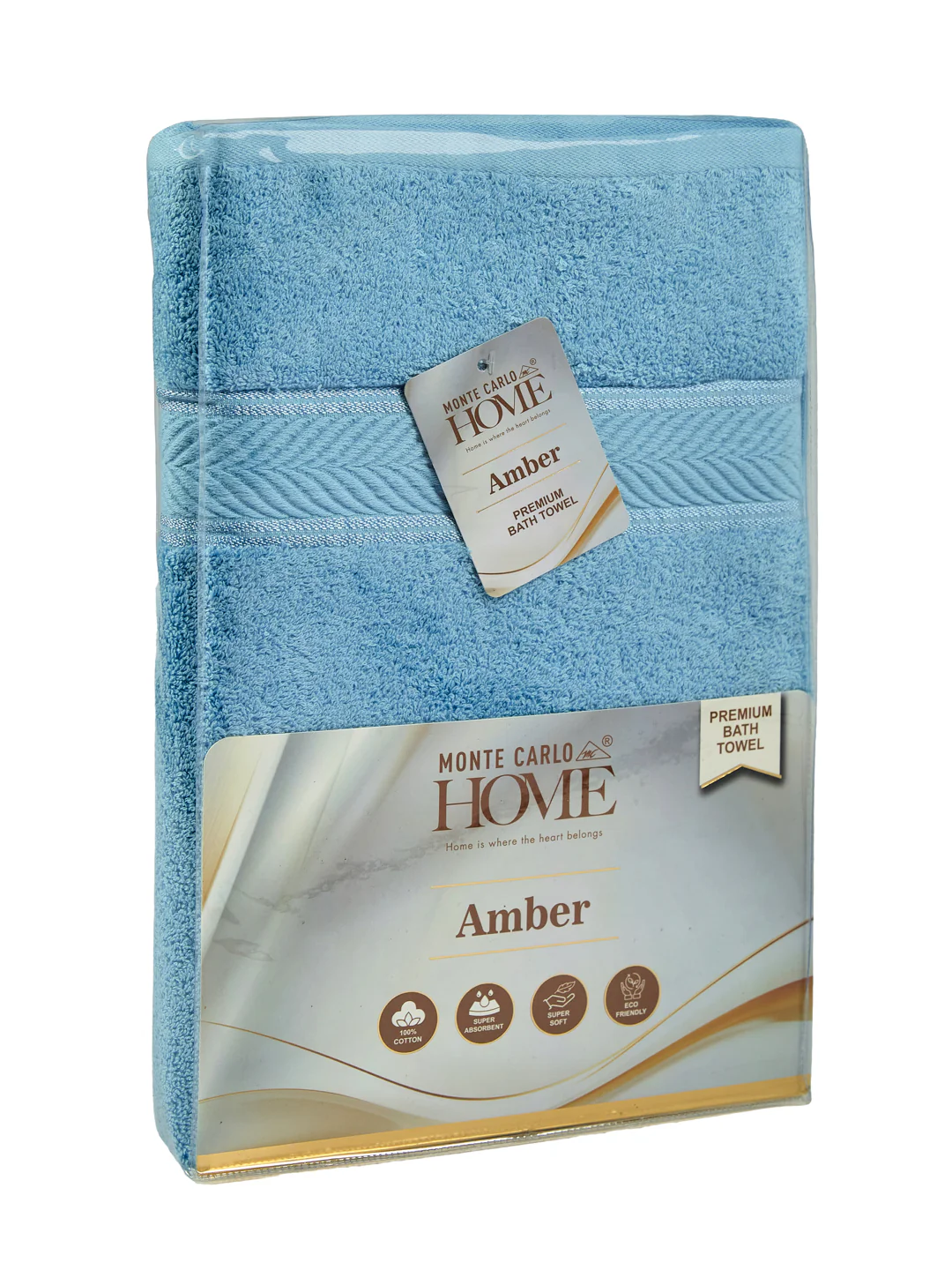 Premium Sky Blue 100% Cotton Solid 525 GSM Bath Towel Amber 1 Pc Pvc Pack - Image 9