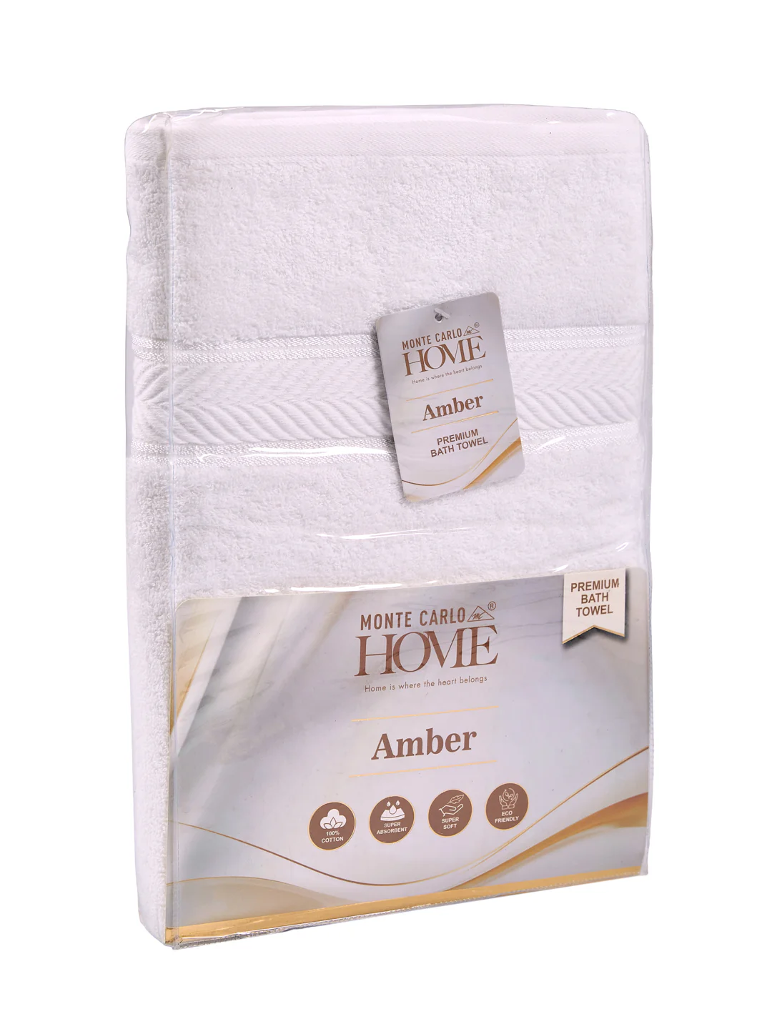 Premium White 100% Cotton Solid 525 GSM Bath Towel Amber 1 Pc Pvc Pack - Image 9