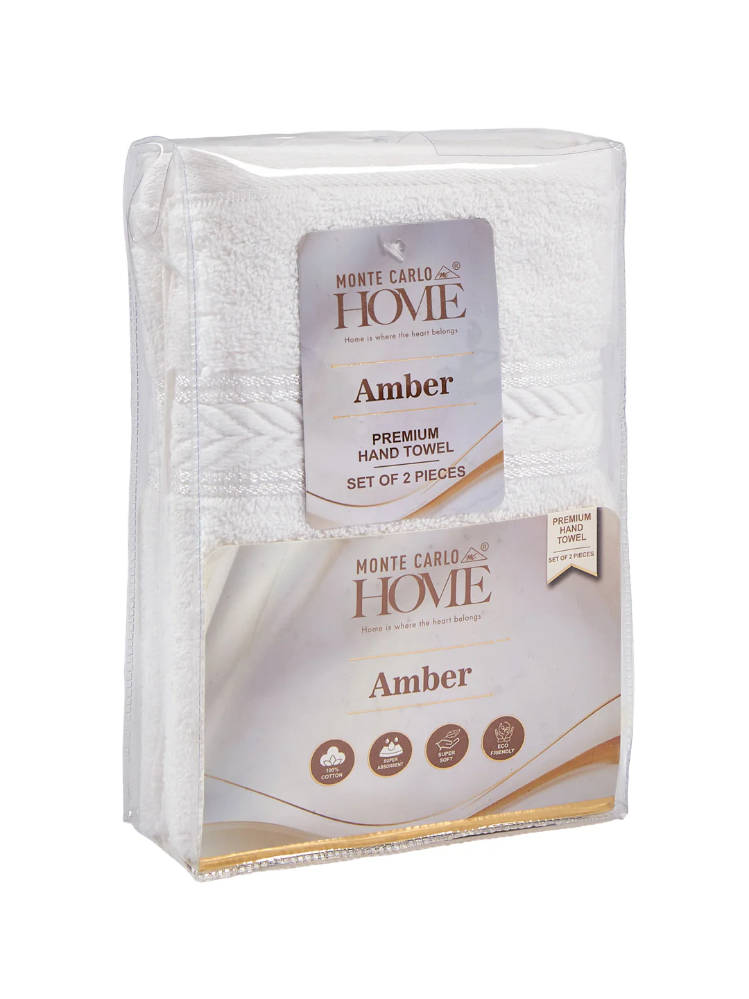 Premium White 100% Cotton Solid 525 GSM Hand Towel Amber 2 Pc Set Pvc Pack - Image 11