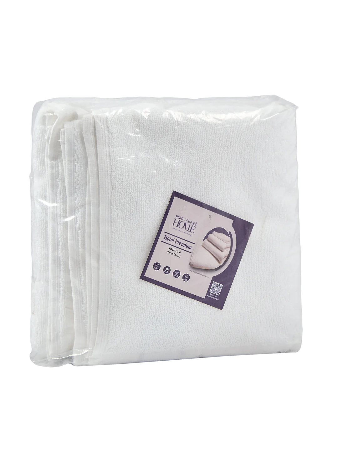 Premium White Pure Cotton Solid 585 GSM Hand Towel 4 Pc Set (Hotel Collection) - Image 15