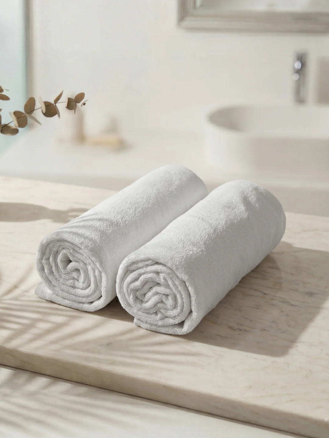 Premium White Pure Cotton Solid 585 GSM Hand Towel 4 Pc Set (Hotel Collection) - Image 2