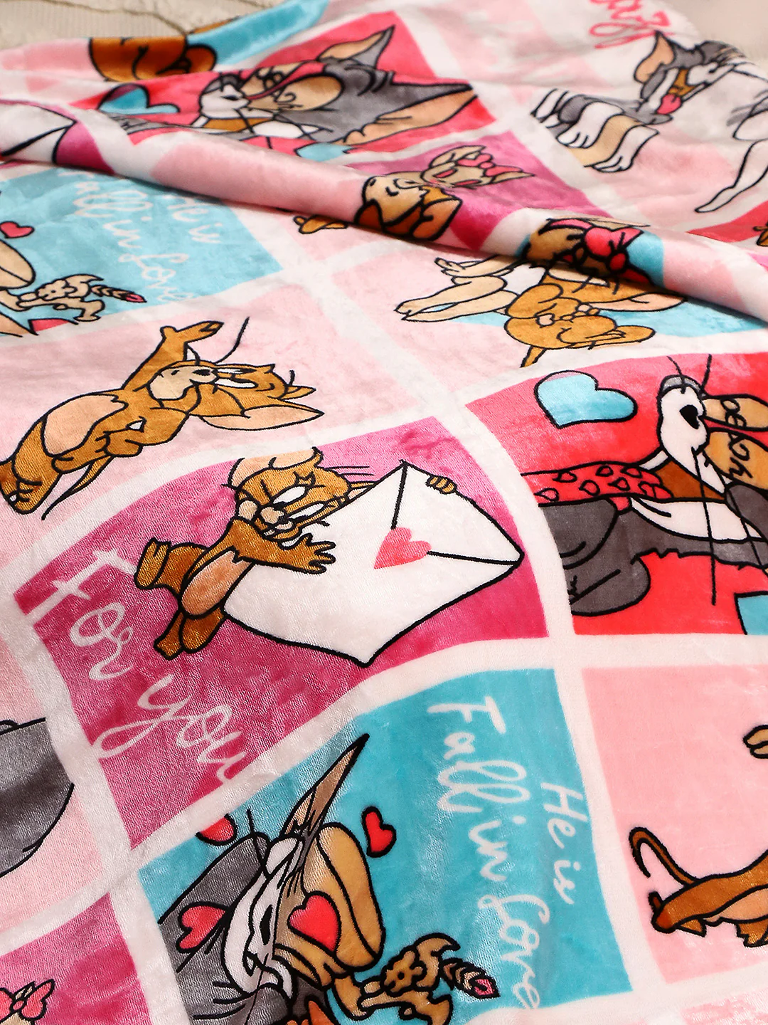 Tom and Jerry Panels Print Ultra Cozy Cartoon Network Pink Baby Blanket - Image 2