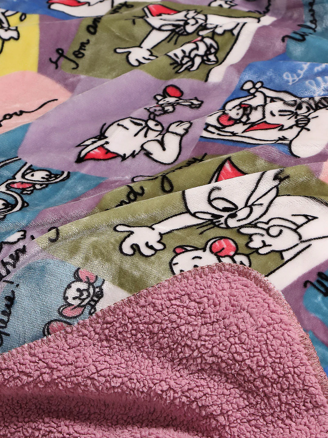 Tom and Jerry Graphic Panels Print Plush Cartoon Network Blue Baby Blanket - Image 2