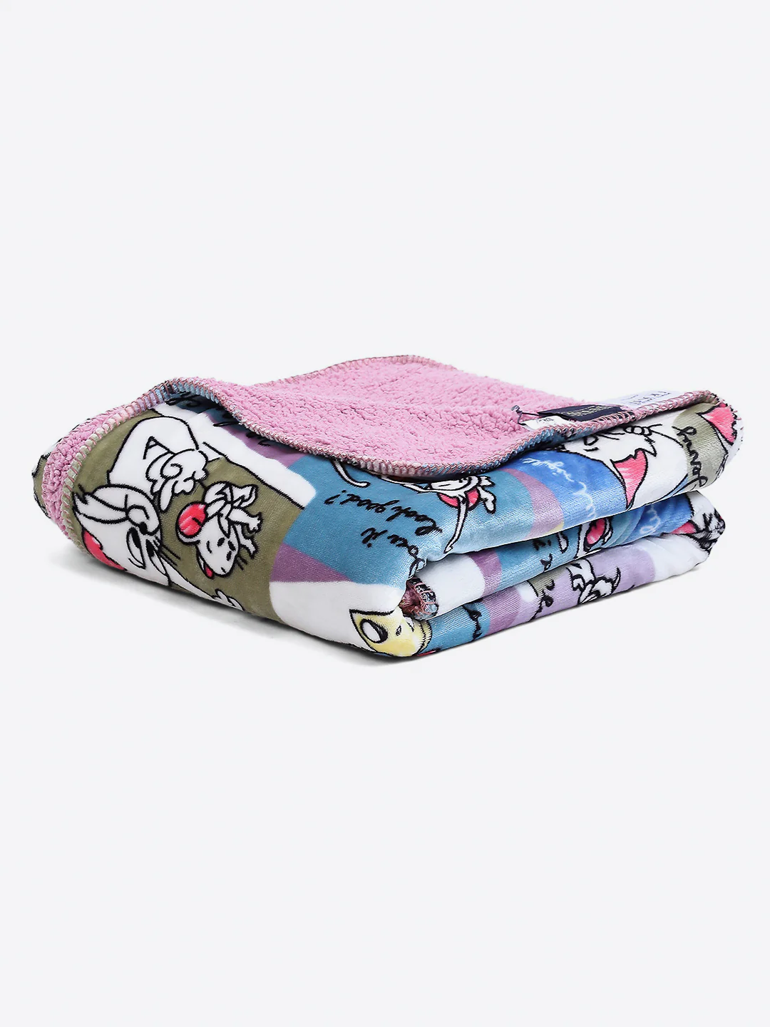 Tom and Jerry Graphic Panels Print Plush Cartoon Network Blue Baby Blanket - Image 3
