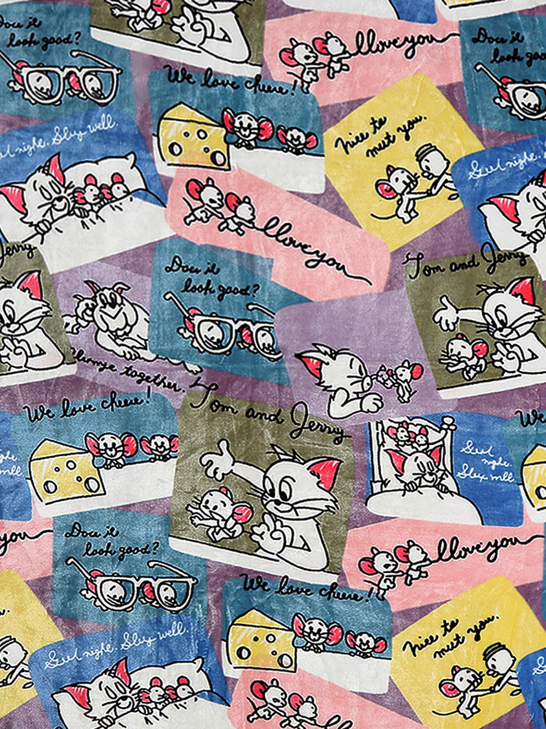 Tom and Jerry Graphic Panels Print Plush Cartoon Network Blue Baby Blanket - Image 5
