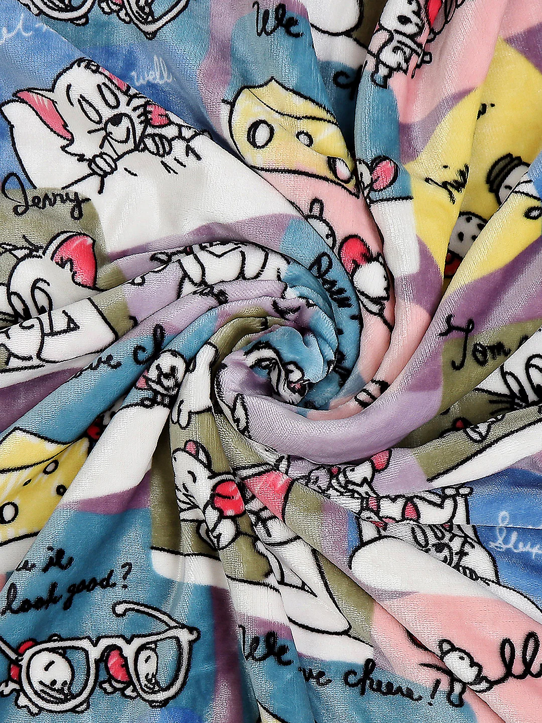 Tom and Jerry Graphic Panels Print Plush Cartoon Network Blue Baby Blanket - Image 6
