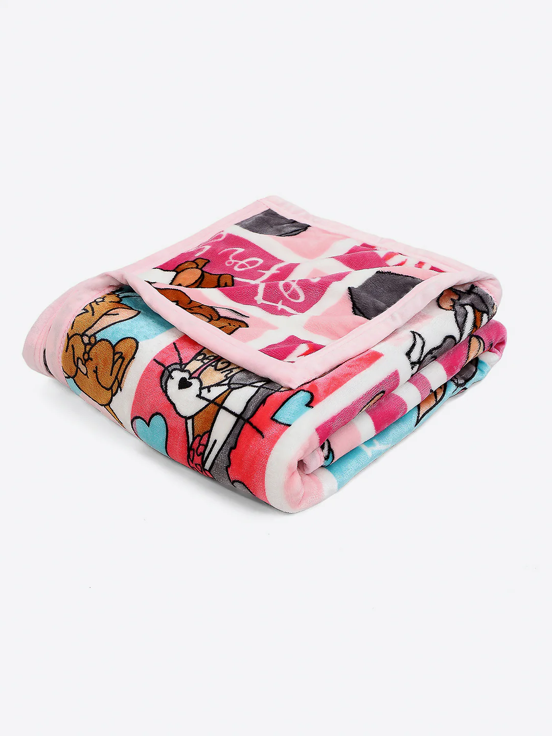 Tom and Jerry with Typography Print Velvety Cartoon Network Pink Baby Blanket - Image 3