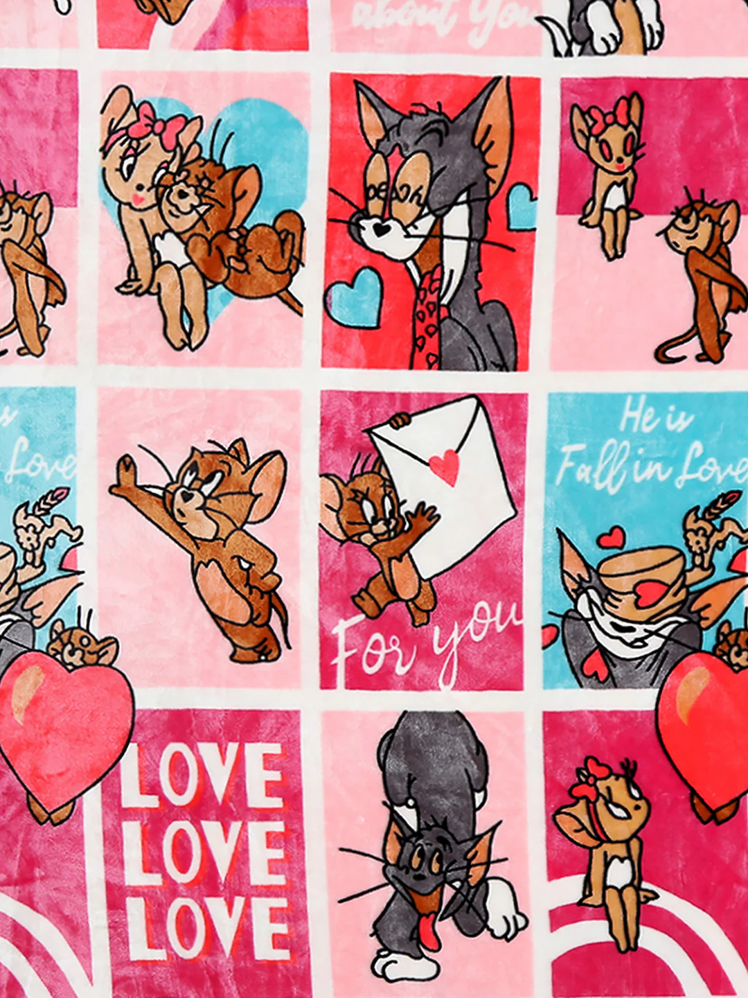 Tom and Jerry with Typography Print Velvety Cartoon Network Pink Baby Blanket - Image 5